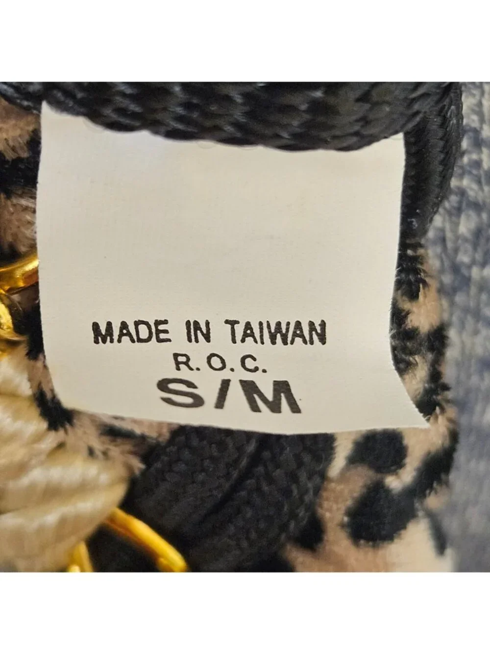 Cinch Belt Womens S/M Black Cord Animal Print Gold Metal Chain Detail 1980s - Picture 9 of 9